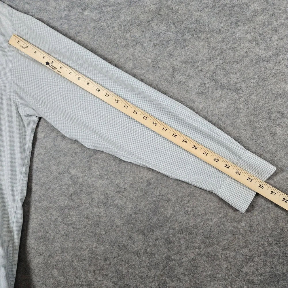 Lands End Men's Wrinkle Free Broadcloth Dress Shirt Size XLT 17-37 Mini-Check‎